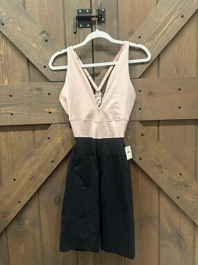 FP Movement by Free People Two-Tone Pink and Black Romper Jumpsuit